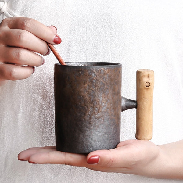 Wood Handle Tumbler Rust Mug - makeme-bright.com