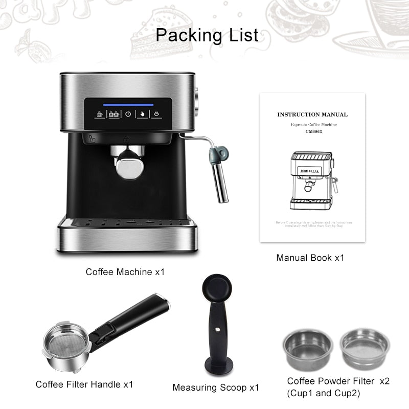 20 Bar Italian Type Espresso Coffee Maker - makeme-bright.com
