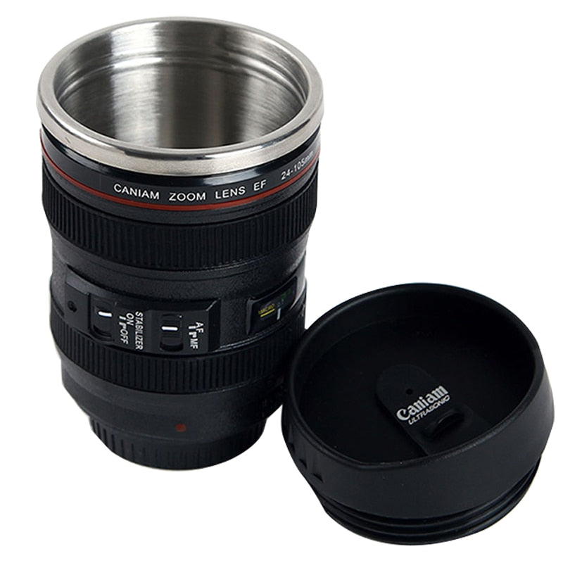 Stainless Steel Camera Lens Mug - makeme-bright.com