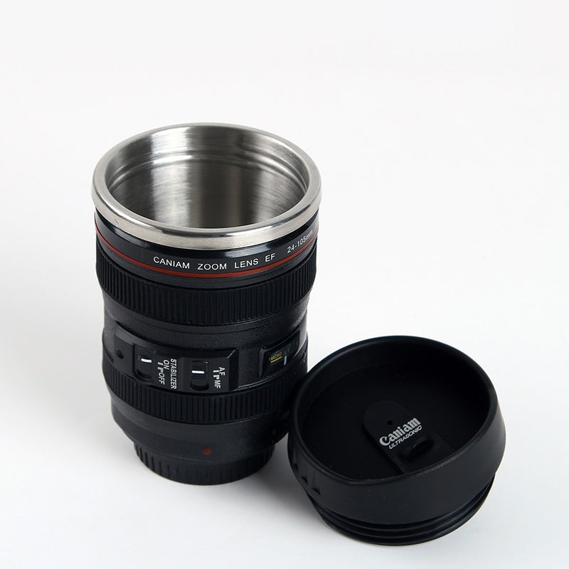Stainless Steel Camera Lens Mug - makeme-bright.com